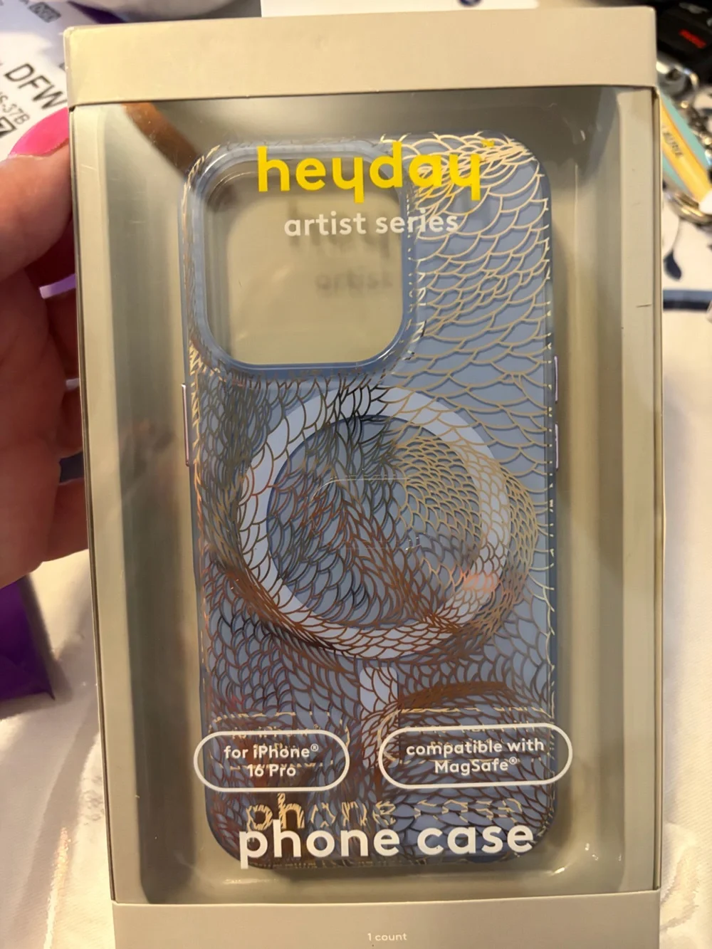 heyday Artist Series Blue & Gold iPhone 16 Pro Case - MagSafe Compatible